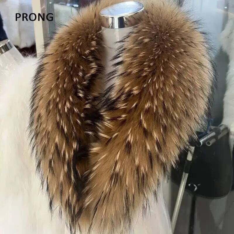 Outdoor Sport Winter Jacket - 天然アライグマの毛皮の襟,女性用,本物の毛皮のスカーフ,豪華なネックウォーマー,毛皮のショール,ラップスカーフ,男性用コート,ジャケット,毛皮の襟,冬