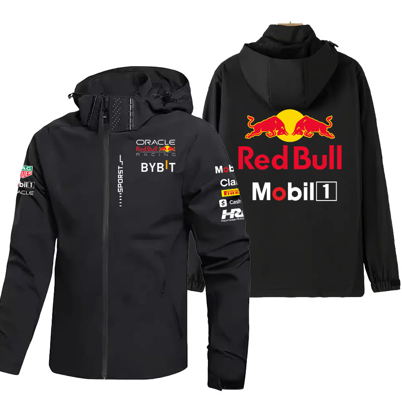Outdoor Sport Logo - レッドブルロゴアウトドアメンズ防水レインコート軽量ジャケットコートフード付きハイキング防風ジャケット登山スポーツカジュアル