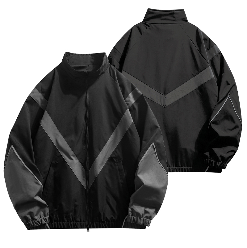Outdoor Sport Logo - メンズジッパー付きスタンドカラーレーシングジャケット、ハイストリートパッチワークジャケット、カスタムロゴ入り、アウトドアカジュアルスポーツジャケット、春スタイル