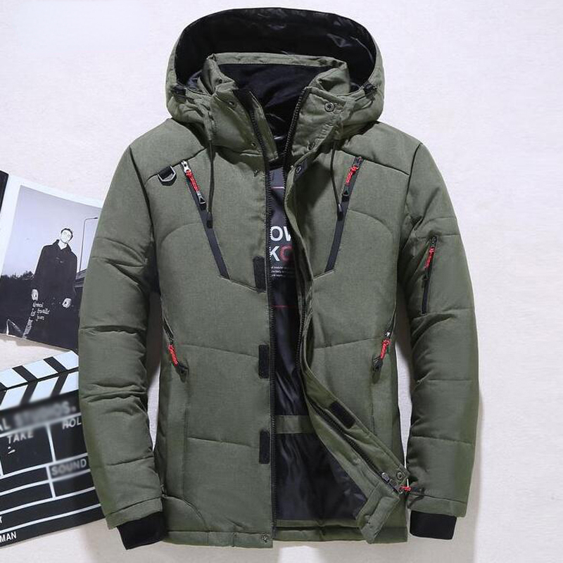 Outdoor Sport Winter Jacket - ダウンジャケット男性冬男性ホワイトダックダウンジャケットフード付き屋外厚く暖かいパッド入りスノーコートオーバーサイズ M-4XL