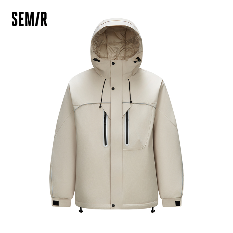 Outdoor Sport Winter Jacket - セミール ダウンジャケット メンズ テクスチャード ルーズ フード付き