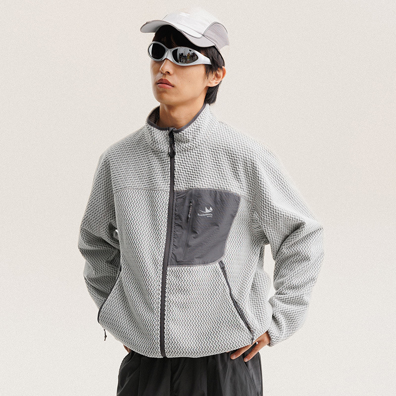 Outdoor Sport Winter Jacket - 秋冬ポーラーフリース波状ストライプジャケット男性女性アウトドア山旅行ハイキング通気性暖かいスポーツジャケットユニセックスコート