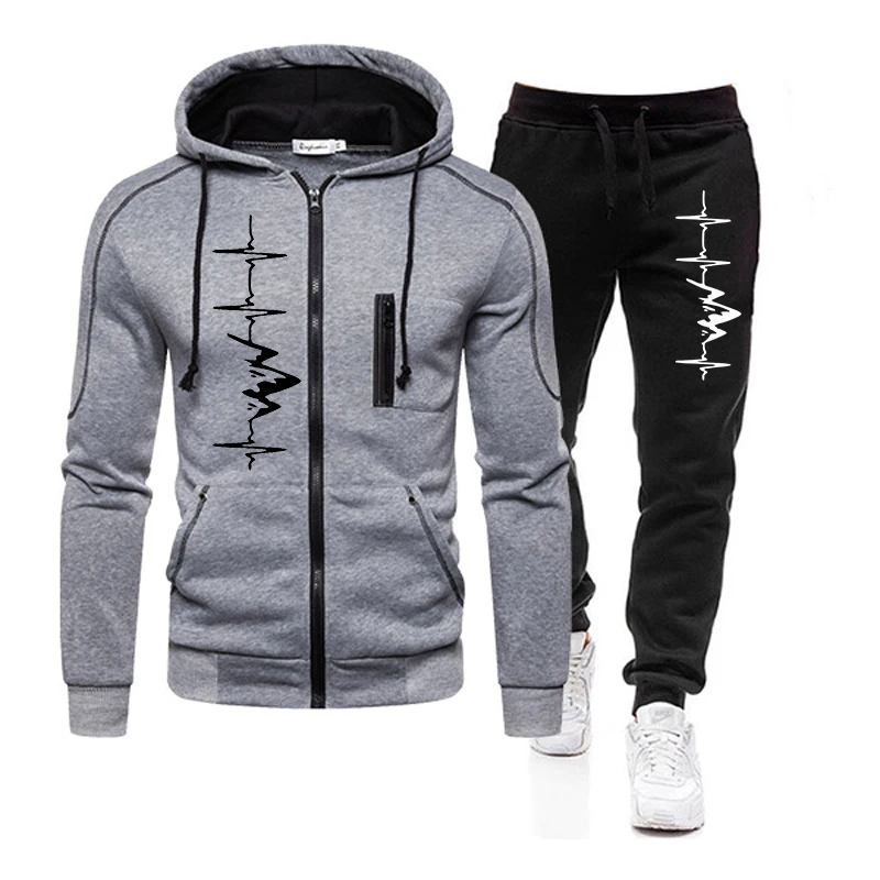 Outdoor Sport Winter Jacket - 高品質秋冬アウトドアパーカーデイリー紳士服ジョギングカジュアルスポーツシングルピースジッパージャケットとスポーツパンツ