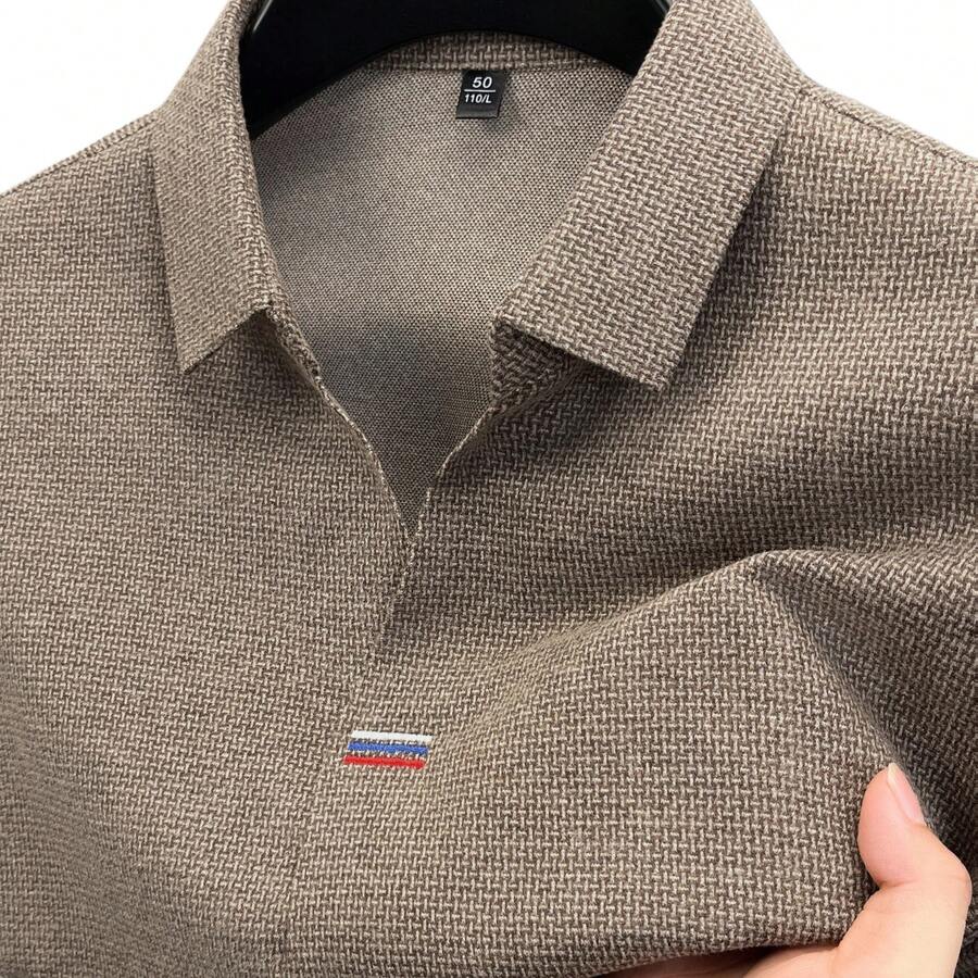 メンズ長袖シャツ、刺繍ストライプ、フェイクプラケットカラー、 - Polo Shirt Equestrian のレビューと価格