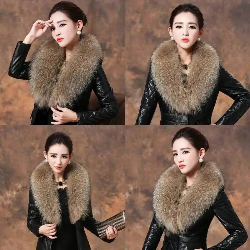 天然アライグマの毛皮の襟,女性用,本物の毛皮のスカーフ,豪華 - Outdoor Sport Winter Jacket のレビューと価格