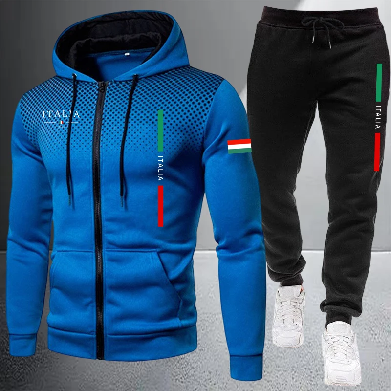 メンズトラックスーツカジュアルジップフード付きスウェットシャ - Outdoor Sport Winter Jacket のレビューと価格