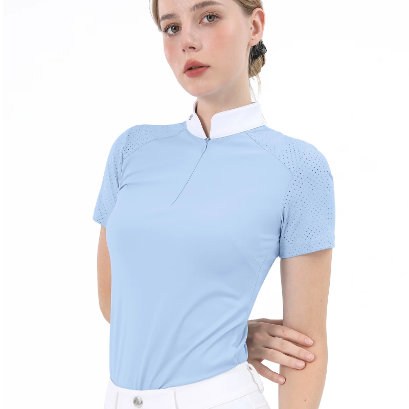 女性用プロフェッショナル半袖乗馬Tシャツポロシャツ乗馬服競技 - Polo Shirt Equestrian のレビューと価格