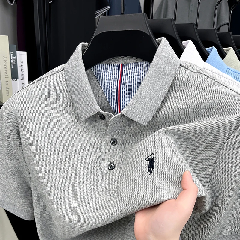 メンズ100%コットン半袖ポロシャツ 夏用プレミアム乗馬ロゴ - Polo Shirt Equestrian のレビューと価格