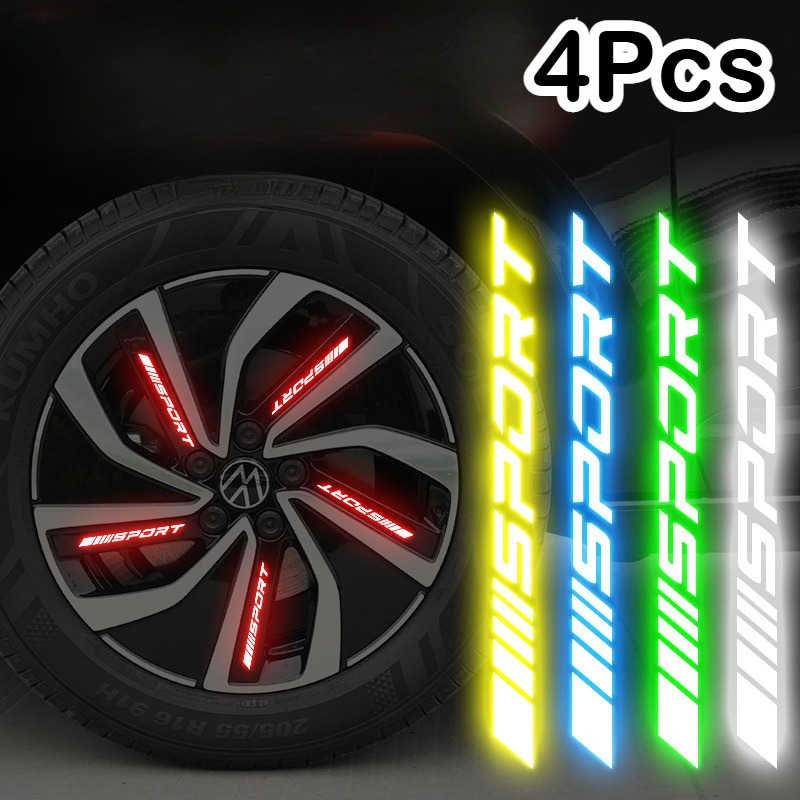 4 個ユニバーサル反射リムストライプステッカー、車のホイール - Outdoor Sport Logo のレビューと価格