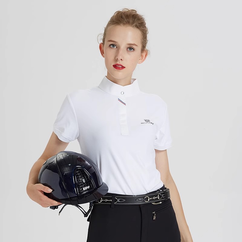 乗馬用Tシャツ ポロシャツ プロ仕様 乗馬用半袖シャツ 男女 - Polo Shirt Equestrian のレビューと価格