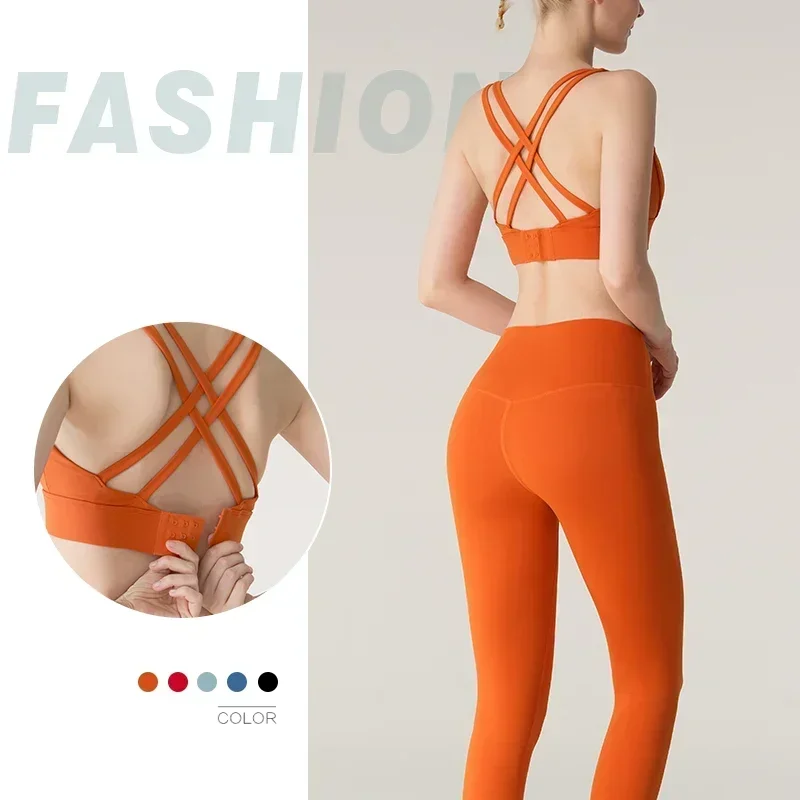 レディース2ピースヨガセット セクシーなクロスバック調整可能 - Outdoor Sport Leggings のレビューと価格