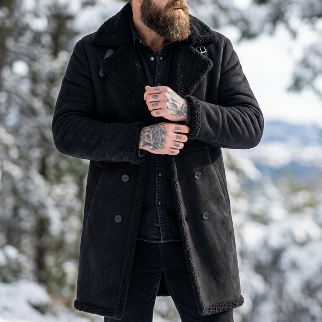 メンズフェイクスエードファー裏地付き冬用ジャケット防風ダブル - Outdoor Sport Winter Jacket のレビューと価格