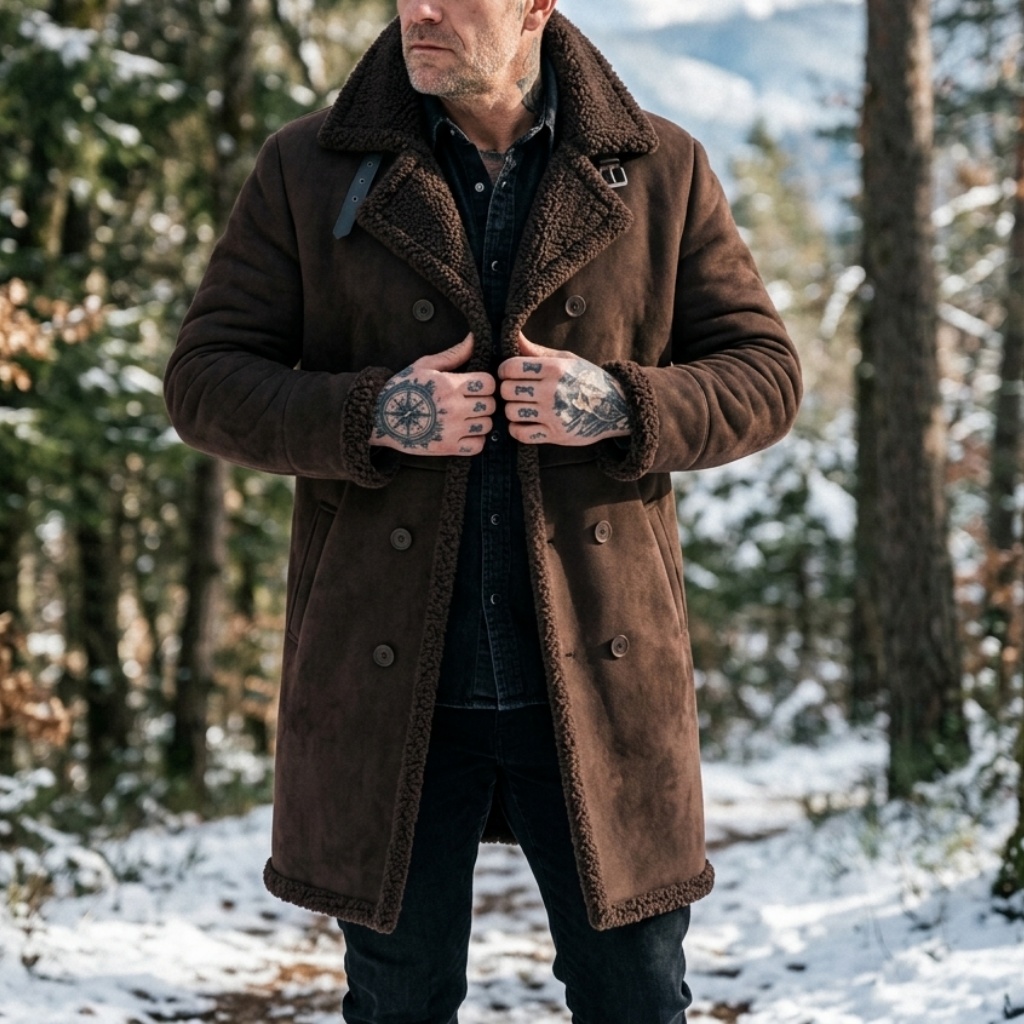 メンズフェイクスエードファー裏地付き冬用ジャケット防風ダブル - Outdoor Sport Winter Jacket のレビューと価格
