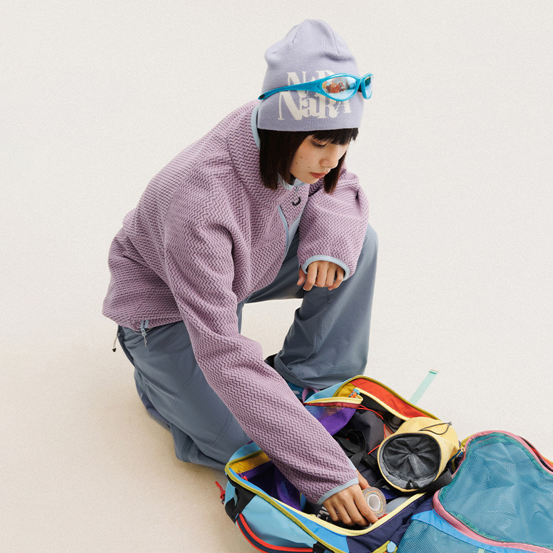 秋冬ポーラーフリース波状ストライプジャケット男性女性アウトド - Outdoor Sport Winter Jacket のレビューと価格