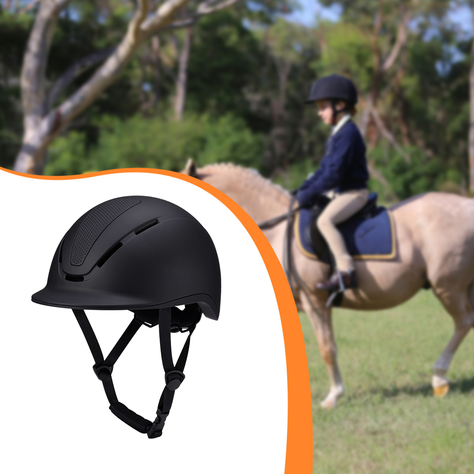 調節可能な乗馬用ヘルメット、顎紐付き、クラシックな安全ヘッド - Equestrian Helmet のレビューと価格