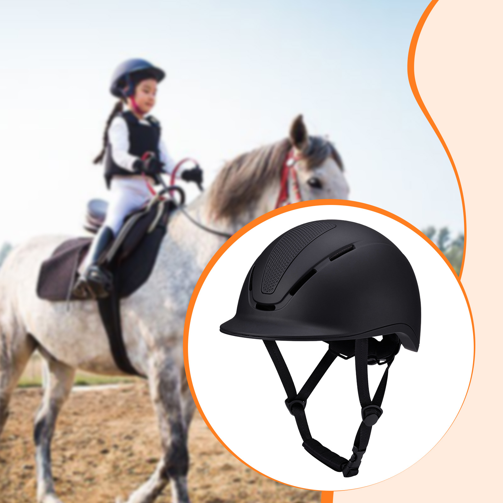 調節可能な乗馬用ヘルメット、顎紐付き、クラシックな安全ヘッド - Equestrian Helmet のレビューと価格