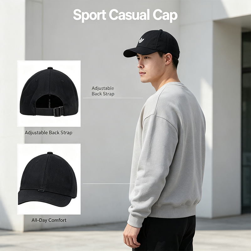アディダス ブラック ベースボール キャップ ソフト コット - Outdoor Sport Logo のレビューと価格