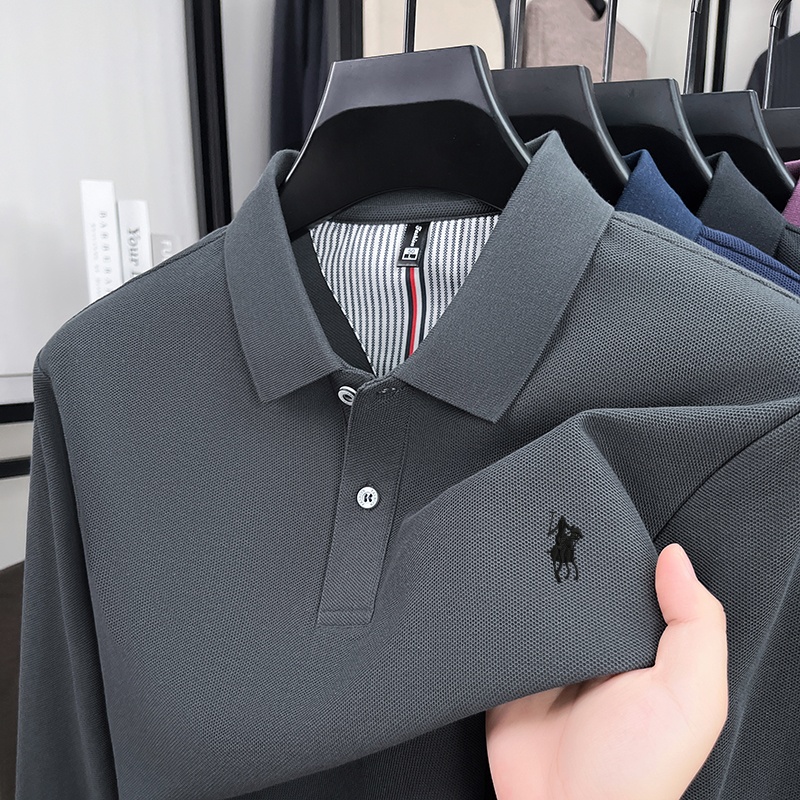 春と秋の新しいメンズブランドの美しい馬術刺繍デザインシンプル - Polo Shirt Equestrian のレビューと価格